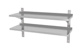 Double étagère murale réglable, avec deux supports en acier, HENDI, 1400x300x(H)600mm