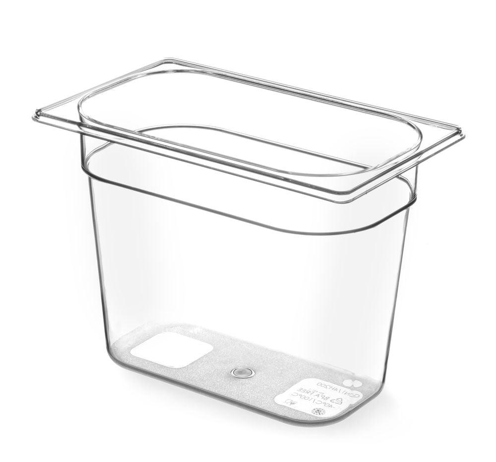 Bac Gastronorme 1/4, HENDI, GN 1/4, 5,5L, Transparent, 265x162x(H)200mm