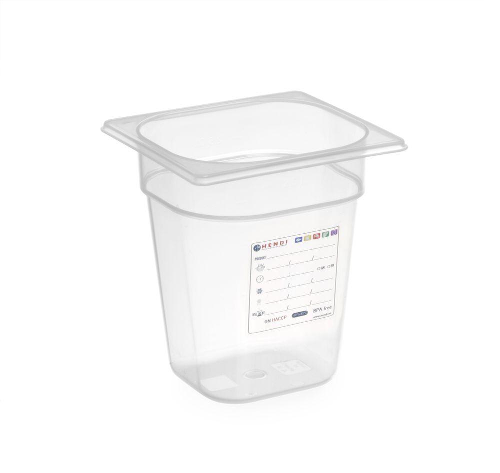Bac Gastronorme 1/6, HENDI, GN 1/6, 3,4L, Transparent, 176x162x(H)200mm
