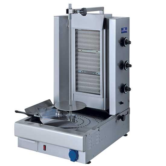 gril à kebab à gaz avec 3 zones de chauffage, moteur inférieur, 30 kg