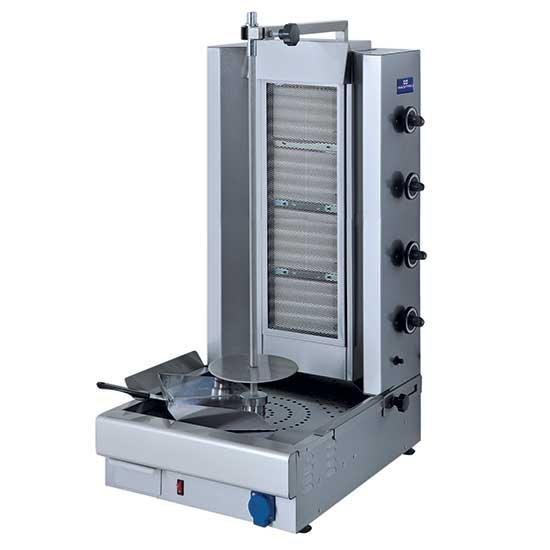 gril à kebab à gaz avec 4 zones de chauffage, moteur inférieur, 70 kg