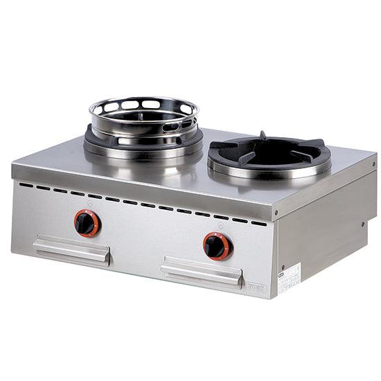 plan de cuisson wok à gaz de table, 2 brûleurs