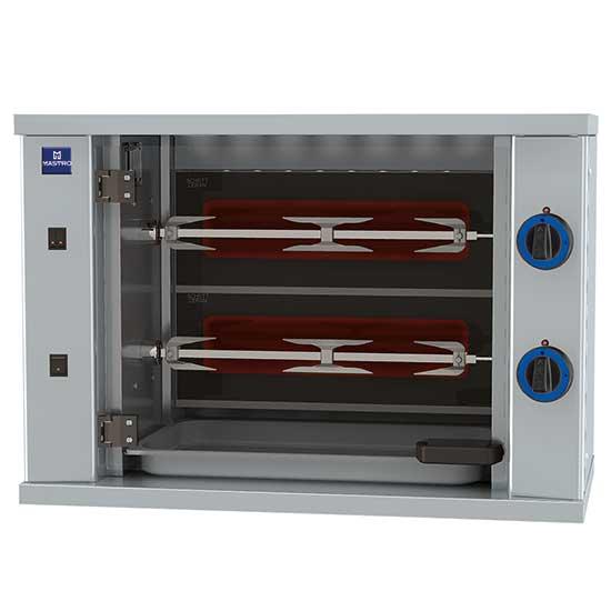 rôtissoire à poulets électrique avec éclairage, 2 broches pour 6 poulets