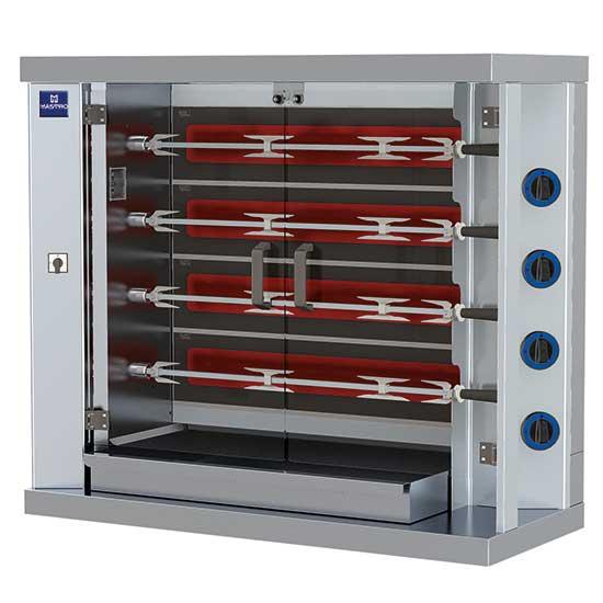 rôtissoire à poulets électrique avec éclairage, 4 broches pour 20 poulets