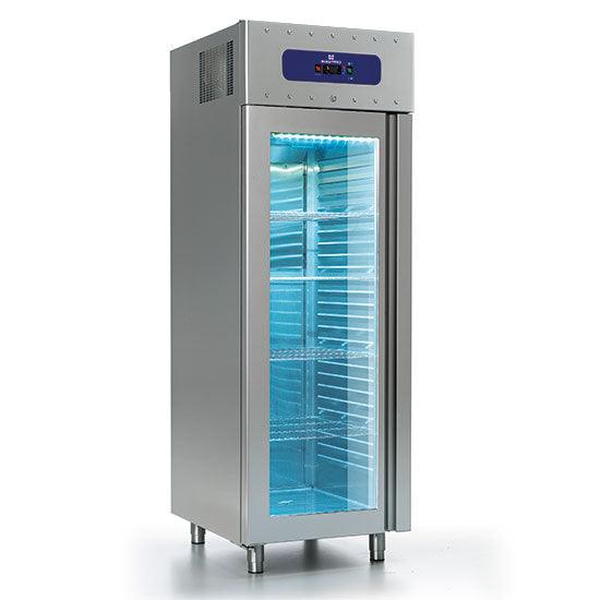 congélateur 700 litres en inox  avec porte en verre, GN 2/1, -10°/-22°C, 85 mm isolation