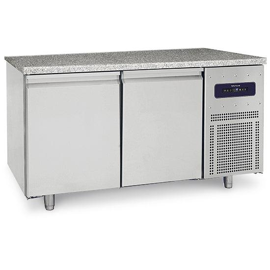 Table congélateur pâtisserie avec 2 portes 600x400 mm et plan de travail en granite, -10°/-25°C