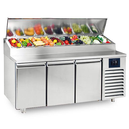 Table de préparation réfrigérée avec 32 portes 600x400 mm, 10x GN 1/3 h=150 mm, -2°/+8°C - WiFi