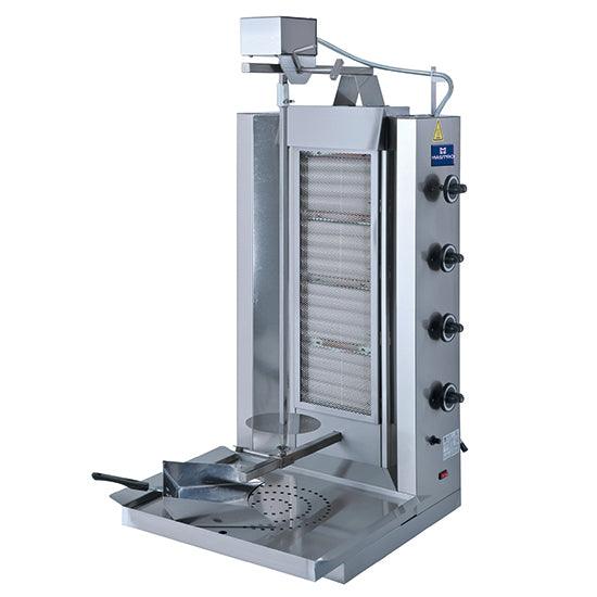 gril à kebab à gaz avec 4 zones de chauffage, moteur supérieur, 70 kg