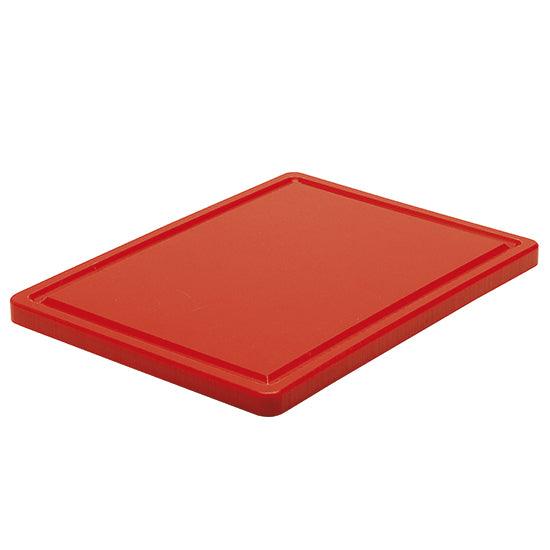 planche à découper en rouge pour viande avec rainure, 400x300 mm