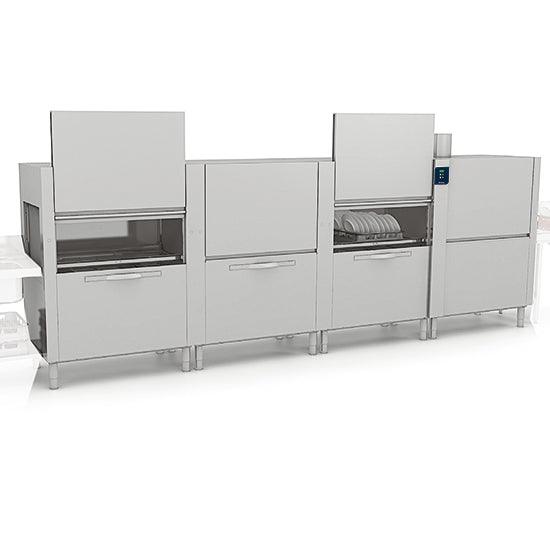 Lave-vaisselle à traction de paniers, prelavage-laver-multi rincer-récupération chaleur et séchoir