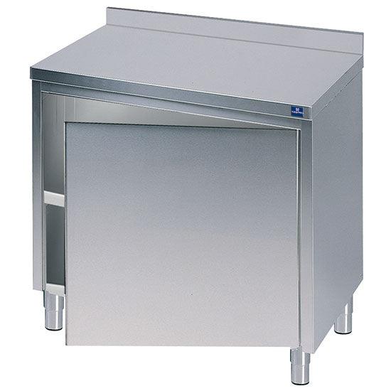 table armoire basse neutre avec une porte, avec dosseret, 600x700 mm