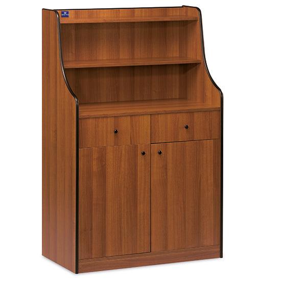 meuble de service avec 2 tiroirs, 1 trémie, 1 porte et dosseret à console