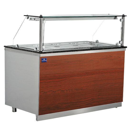 Table de préparation réfrigérée avec 3 portes et vitre vertical, 5x GN 1/1, 0°/+10°C