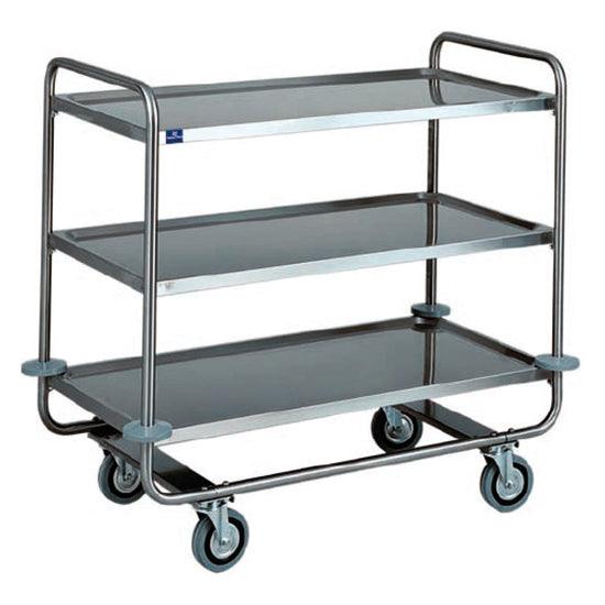 chariot de service en inox avec 3 niveaux 1050x550 mm