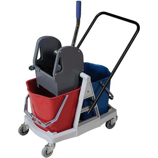Chariot nettoyage avec 2 seauxde 17 litres et tordre-torchon