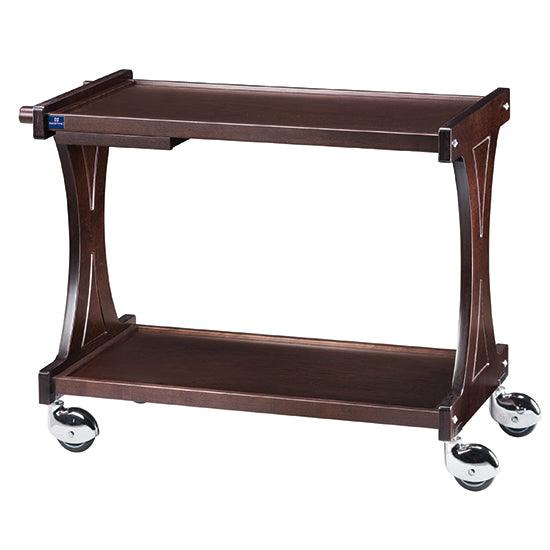 Chariot de service en bois avec 2 niveaux, couleur wenge