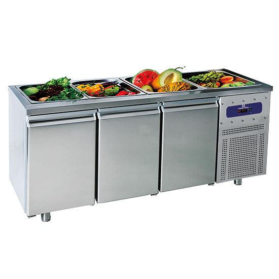 Saladette avec 3 portes GN 1/1, 5x GN 1/1 h=150 mm, -2°/+8°C