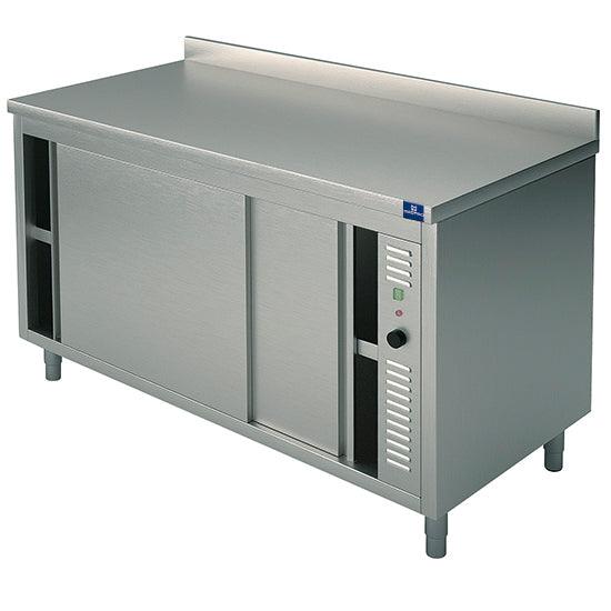 table armoire basse chauffante avec portes coulissantes, avec dosseret, 1600x600 mm