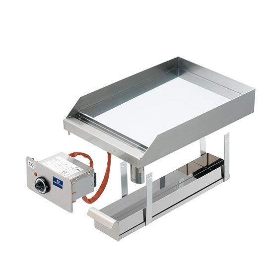 plaque grillades électrique intégrée, plaque chromée lisse