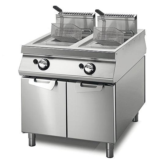 Friteuse gaz 13+13 litres sur coffre avec portes