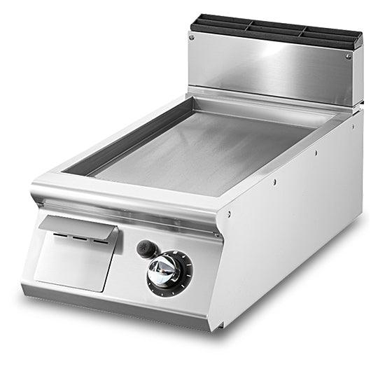 Fry-top gaz, top, plaque lisse chromée