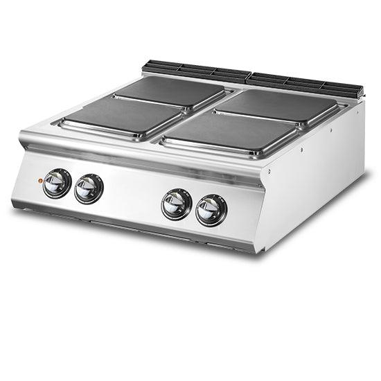Cuisinière électrique, top, 4 plaques carrées en fonte