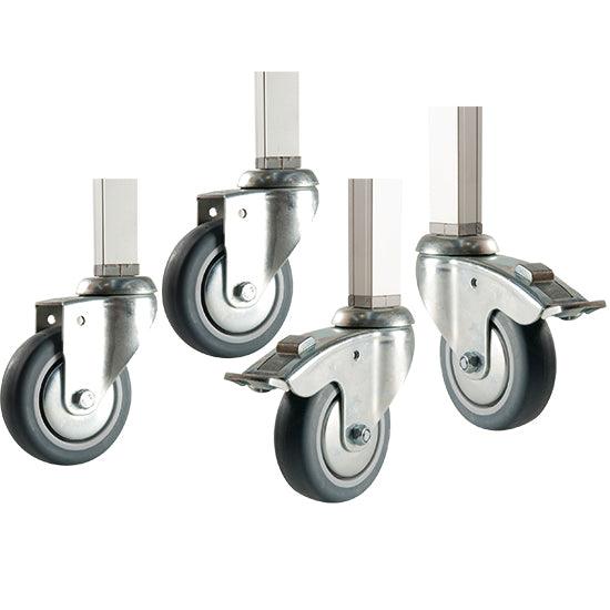 Jeu de roues galvanisé (2 avec freins et 2 sans freins)