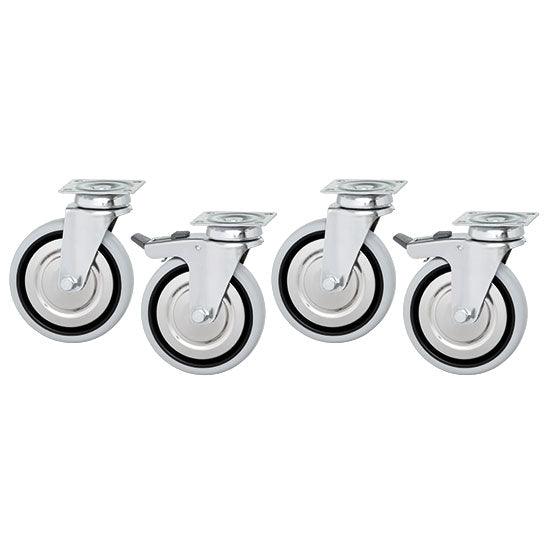 Jeu de roues (2 avec frein et 2 sans frein)