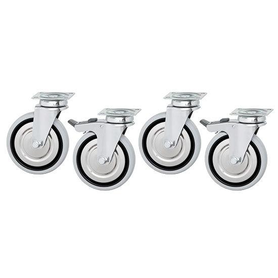 Jeu de roues (2 avec frein et 2 sans frein)