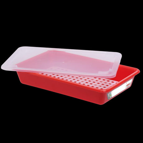 Bac plat 5 L HACCP rouge + couvercle + grille - FRANCE CHR