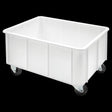 Bac renforcé grand volume empilable 120 L - 2 roues fixes + 2 pivotantes - blanc - FRANCE CHR