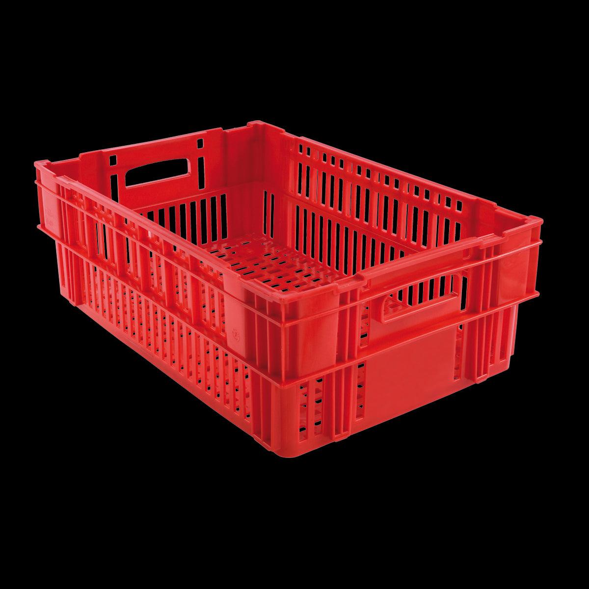 Caisse ajourée empilable emboitable 600 x 400 x 197 mm - 37 L - rouge - FRANCE CHR