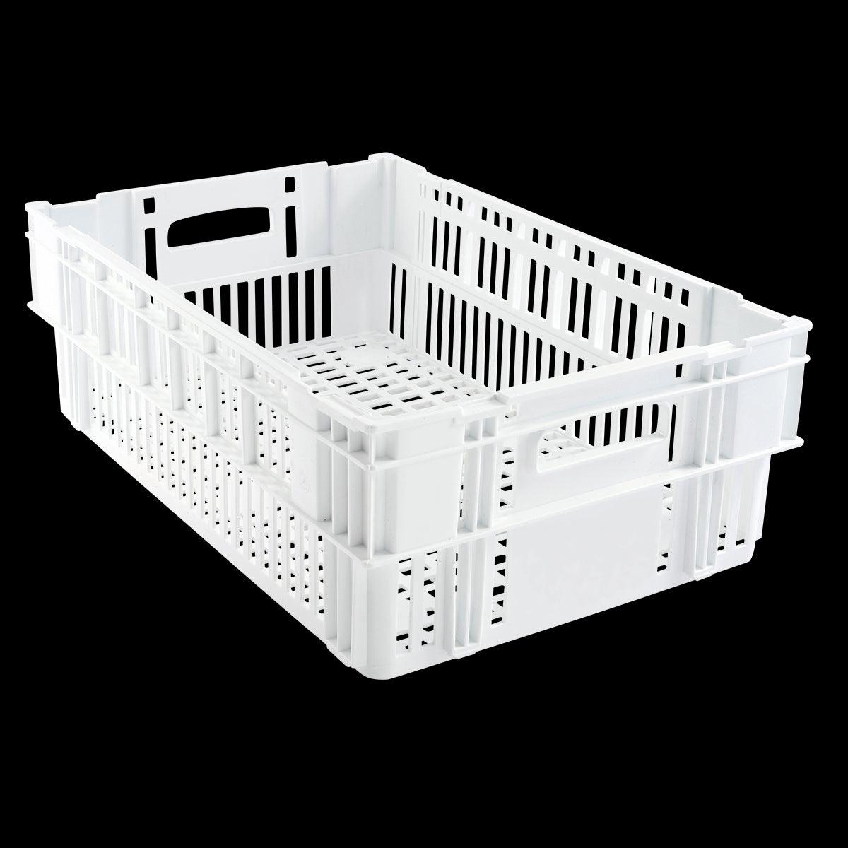 Caisse ajourée empilable emboitable 600 x 400 x 197 mm - 37 L - blanc - FRANCE CHR