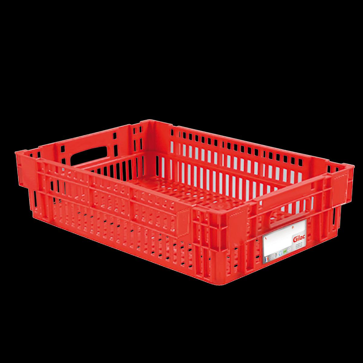 Caisse ajourée empilable emboitable 600 x 400 x 146 mm HACCP - 27 L - rouge - FRANCE CHR