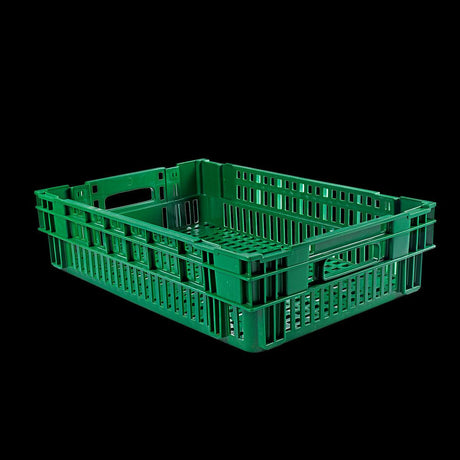Caisse ajourée empilable emboitable 600 x 400 x 146 mm en PEHD recyclé 27 L – vert - FRANCE CHR