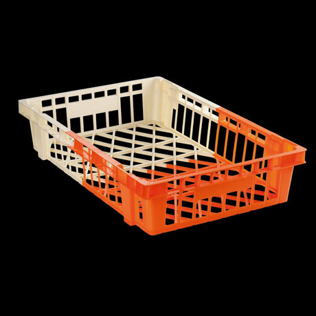 Caisse légère empilable emboîtable 600 x 400 x 120 mm bicolore 20 L - ivoire/orange - FRANCE CHR