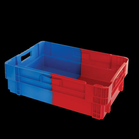Caisse pleine empilable emboîtable 600 x 400 x 184 mm bicolore 34 L – bleu/rouge - FRANCE CHR
