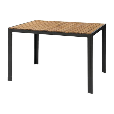 Table rectangulaire en acier et acacia Bolero 120 cm - FRANCE CHR