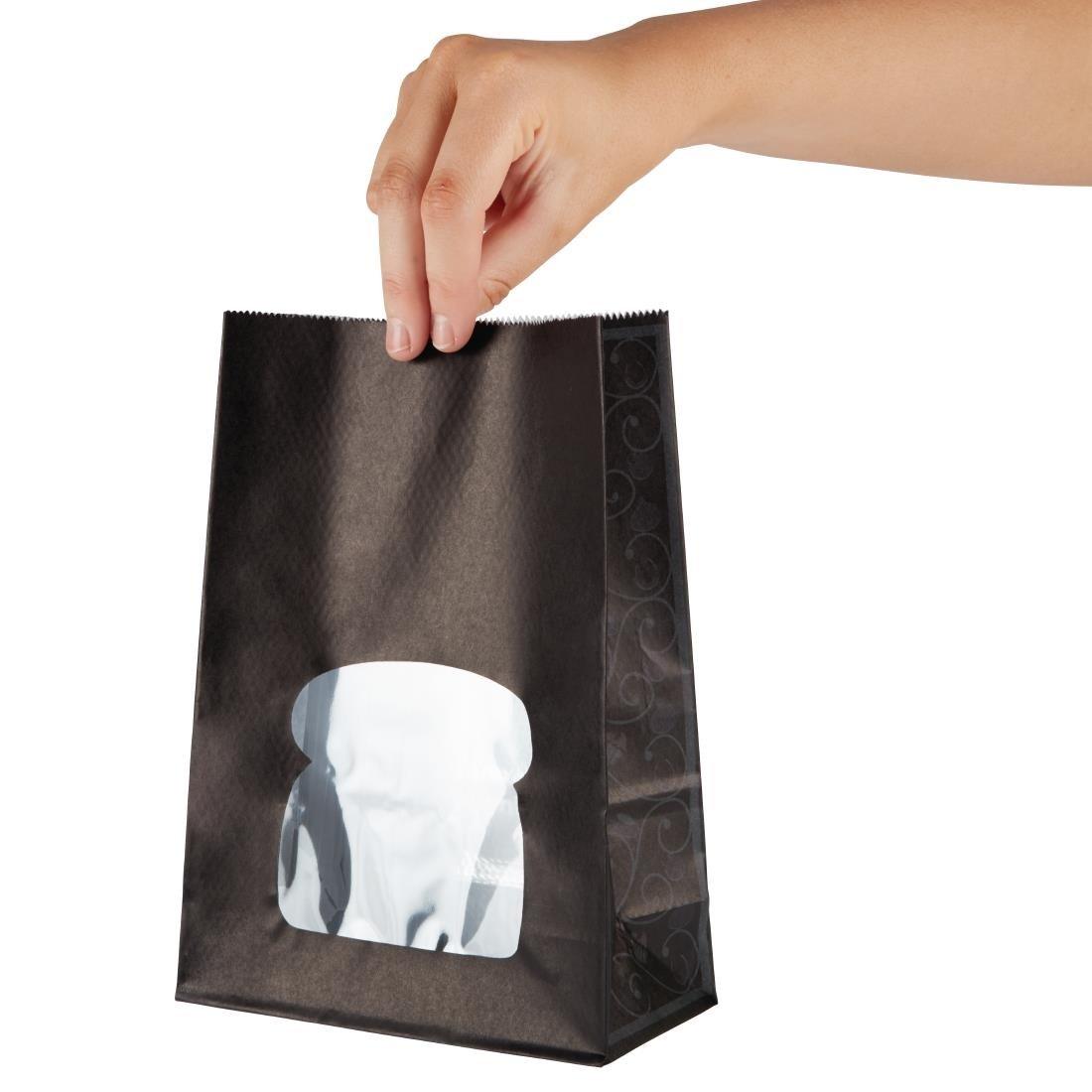 Sacs sandwich en papier recyclable noir avec fenêtre Colpac (lot de 250) - FRANCE CHR