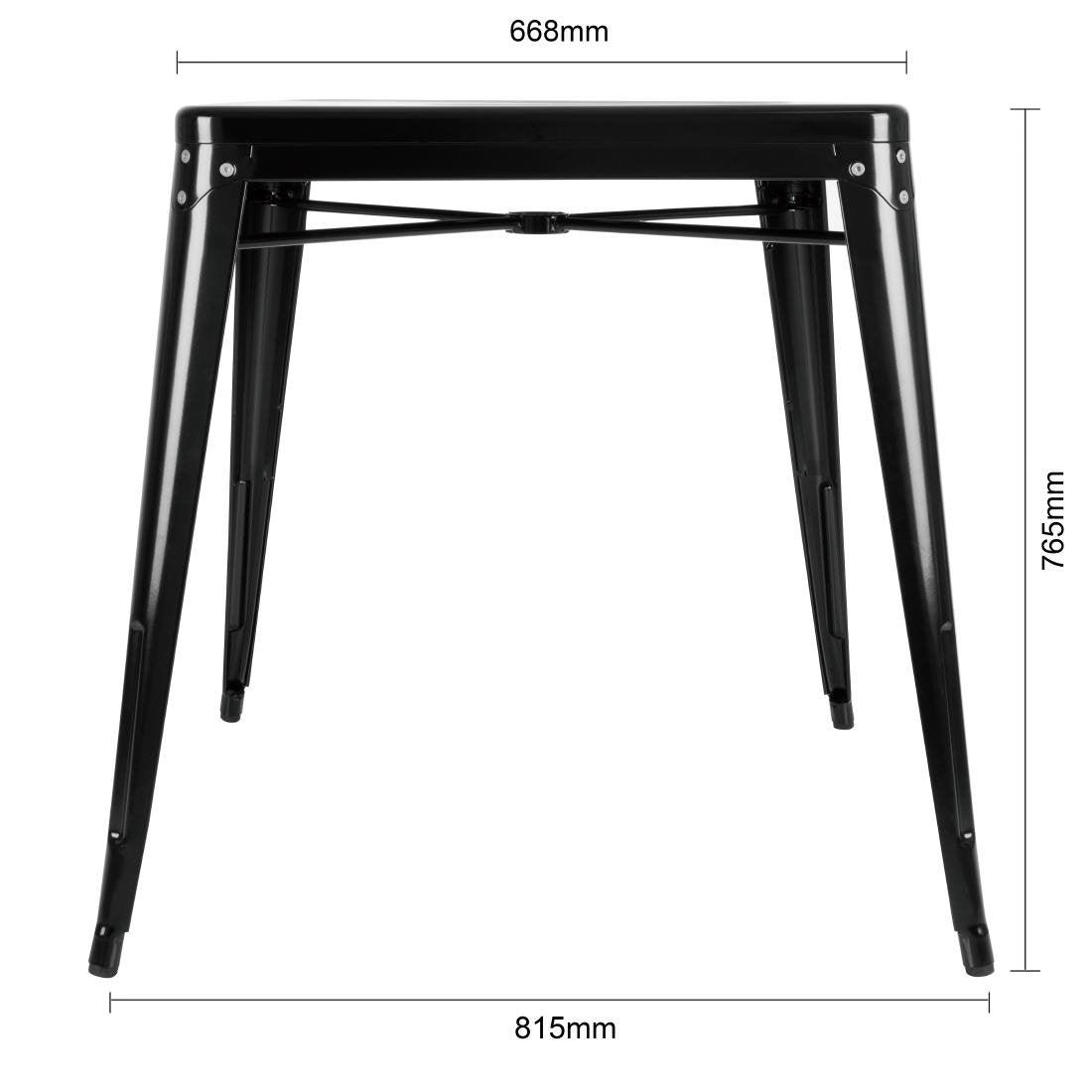 Table carrée en acier noir Bolero Bistro 668mm - FRANCE CHR