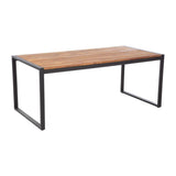 Table industrielle rectangulaire acier et acacia Bolero 180 cm - FRANCE CHR