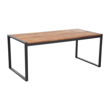 Table industrielle rectangulaire acier et acacia Bolero 180 cm - FRANCE CHR