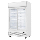 Armoire réfrigérée 2 portes vitrées coulissantes avec caisson lumineux Polar Série G 950L - FRANCE CHR