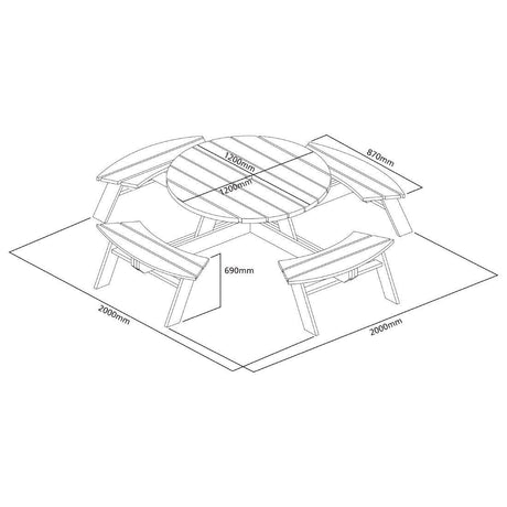 Table de pique-nique en bois ronde Rowlinson 2000mm - FRANCE CHR