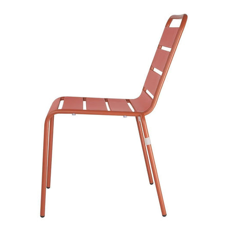 Chaises à lattes en acier Bolero terracotta (lot de 4) - FRANCE CHR