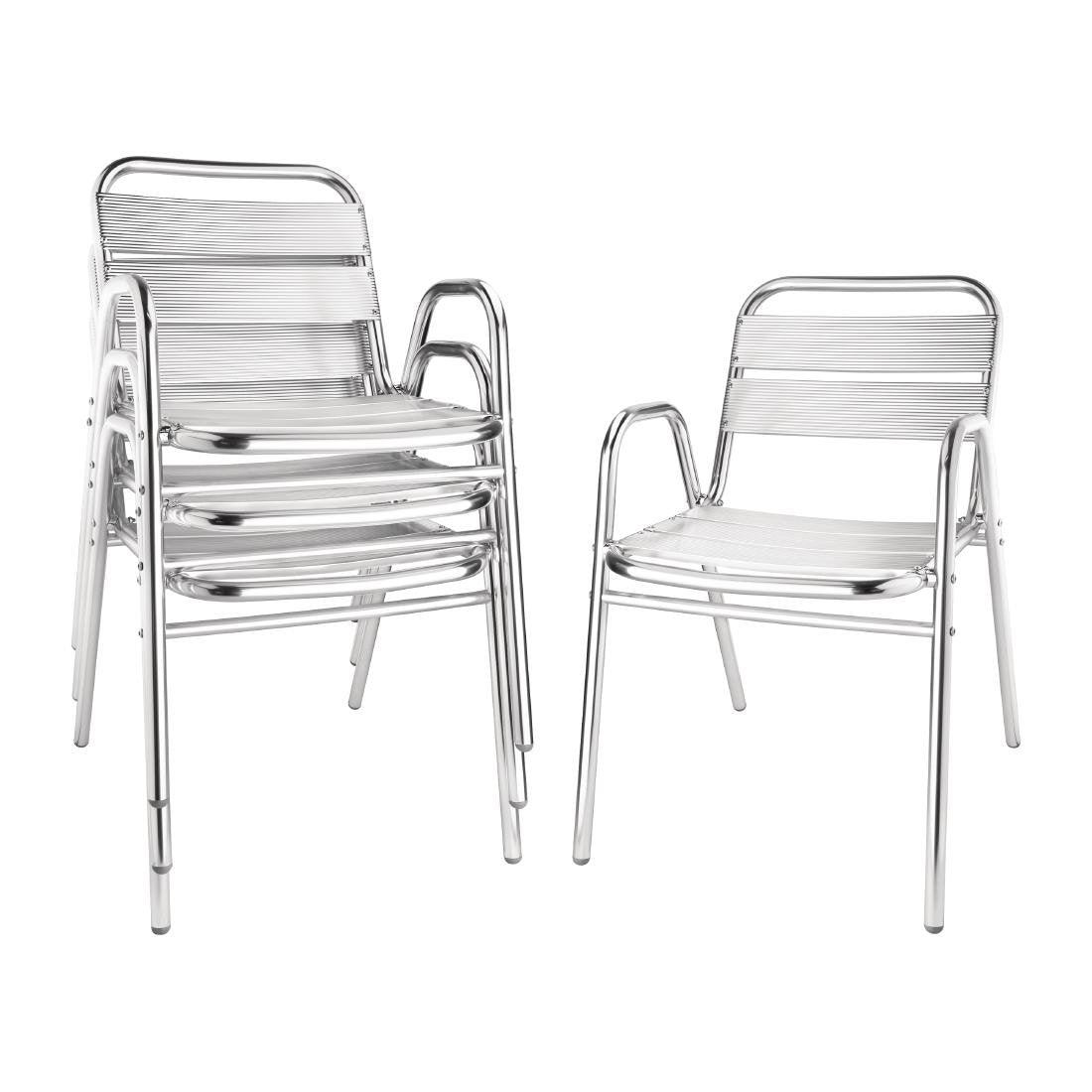 Fauteuils empilables en aluminium avec accoudoirs Bolero x4 - FRANCE CHR