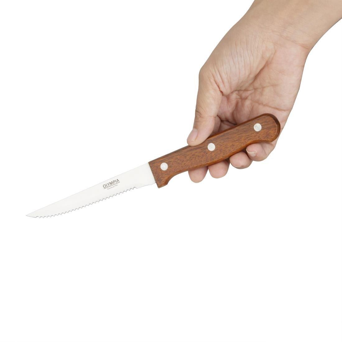 Couteaux à viande Olympia manche en bois (Lot de 12) - FRANCE CHR