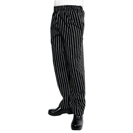 Pantalon de cuisine mixte Baggy Chef Works rayé noir et blanc S - FRANCE CHR