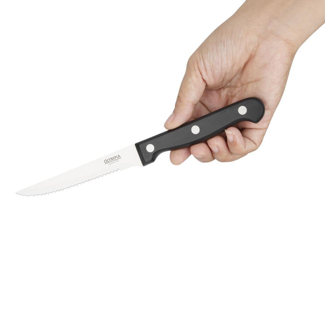 Couteaux à viande Olympia manche noir (Lot de 12) - FRANCE CHR