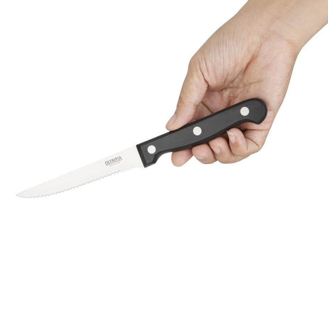 Couteaux à viande Olympia manche noir (Lot de 12) - FRANCE CHR